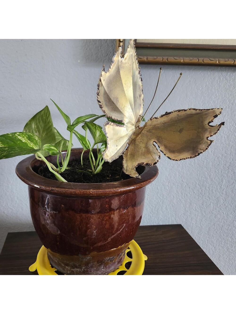 Mid Century Brass Butterfly Plant Stake